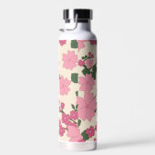 Roze bloemen, bloempatroon, patroon van bloemen waterfles (Rechts)