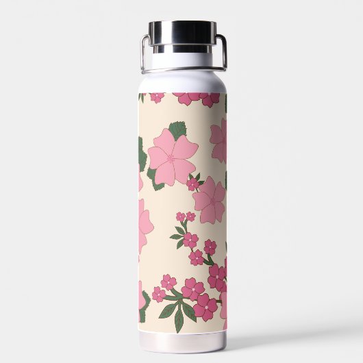 Roze bloemen, bloempatroon, patroon van bloemen waterfles (Achterkant)