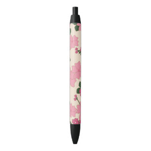 Roze bloemen, bloempatroon, patroon van bloemen zwarte inkt pen