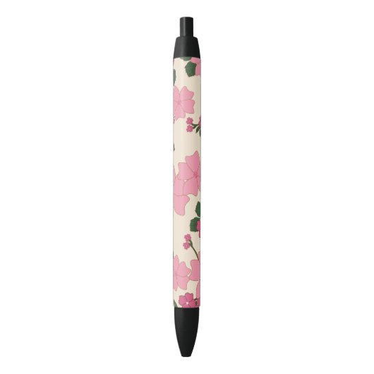 Roze bloemen, bloempatroon, patroon van bloemen zwarte inkt pen (Voorkant Verticaal)