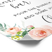 Roze Bloemen Bloemstuk Mimosa Bar Trouwbord Poster (Hoek)