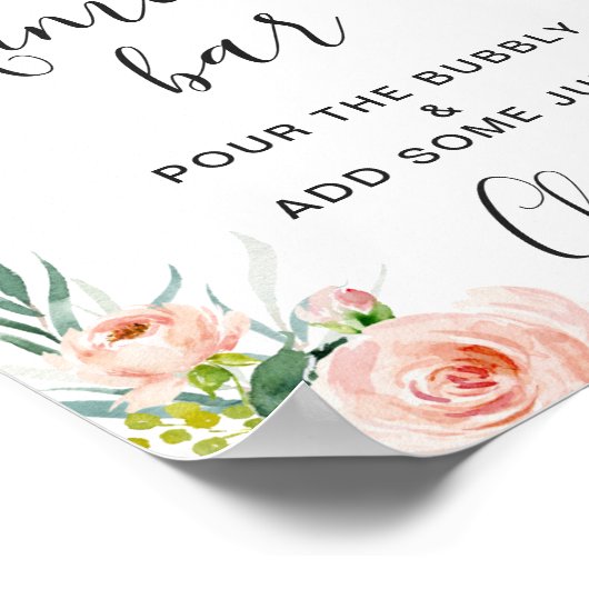 Roze Bloemen Bloemstuk Mimosa Bar Trouwbord Poster (Hoek)