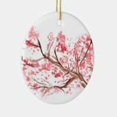 Roze bloemen bloesem waterverf vintage keramisch ornament (Rechts)