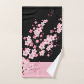 Roze Bloemen Bloesems Zwart & Roze Handdoek (Handdoek)
