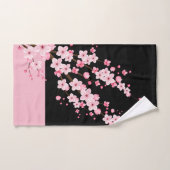 Roze Bloemen Bloesems Zwart & Roze Handdoek (Handdoek)