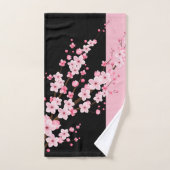 Roze Bloemen Bloesems Zwart & Roze Handdoek (Handdoek)
