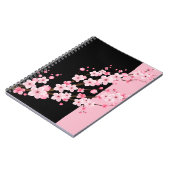 Roze Bloemen Bloesems Zwart & Roze Handdoek Notitieboek (Linkerzijde)