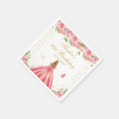 Roze Bloemen Blond Haar Meisje Verjaardagsfeest Servet (Hoek)