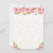 Roze Bloemen Blond Haar Prinses Verjaardagsfeest Bedankkaart (Achterkant)