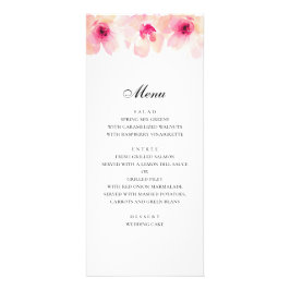 Roze bloemen. Blozende bloemendiner bruiloftsmenu Reclamekaart