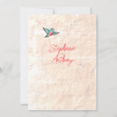   Roze Bloemen Bluebird Border Bruiloft Kaart (Achterkant)