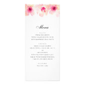 Roze bloemen. Blush floral bruiloft diner menu (Voorkant)