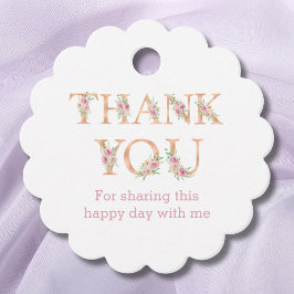 Roze Bloemen Blush Rozen Baby shower Dank u Bedankjes Labels