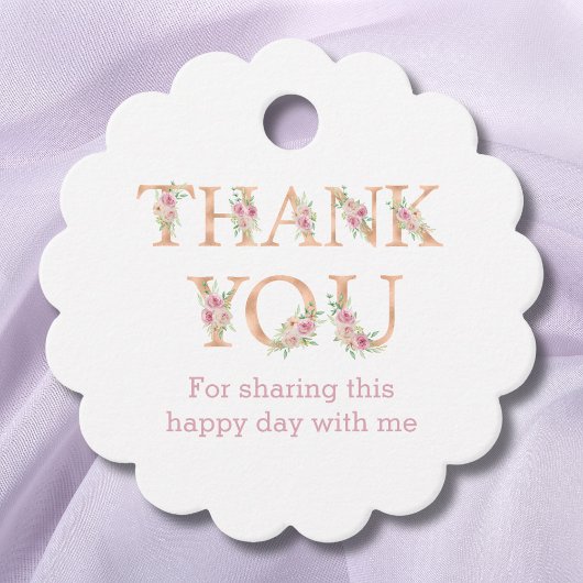 Roze Bloemen Blush Rozen Baby shower Dank u Bedankjes Labels