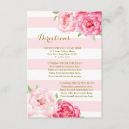 Roze Bloemen Blush Stripe Trouwrichting Invoegen Informatiekaartje