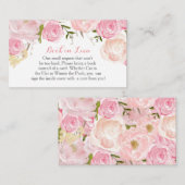 Roze bloemen Boek in Lieu, Neem een boek mee Informatiekaartje (Voorkant / Achterkant)