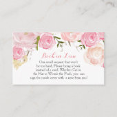 Roze bloemen Boek in Lieu, Neem een boek mee Informatiekaartje (Voorkant)