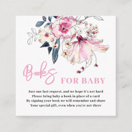 Roze Bloemen Boeken voor Baby shower Kaart