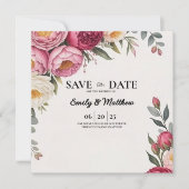 Roze Bloemen Boeket Bewaar de datum Save The Date (Voorkant)