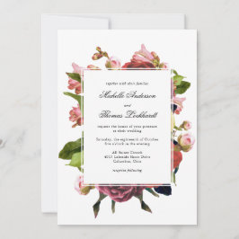 Roze Bloemen Boeket Bruiloft Kaart