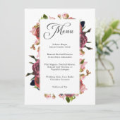 Roze Bloemen Boeket Bruiloft Menu (Staand voorkant)