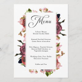 Roze Bloemen Boeket Bruiloft Menu