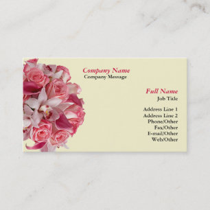 Roze Bloemen Boeket Business Card Template Visitekaartje