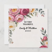 Roze Bloemen Boeket Dank u kaart (Voorkant)