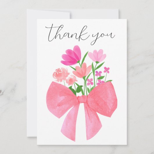 Roze Bloemen Boeket Foto Baby shower Bedankkaart (Voorkant)