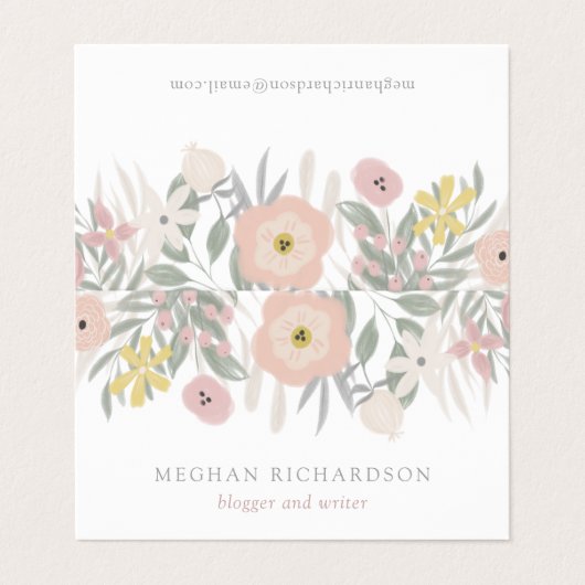  Roze Bloemen Boeket op Wit Visitekaartje (Buitenkant ongevouwen)