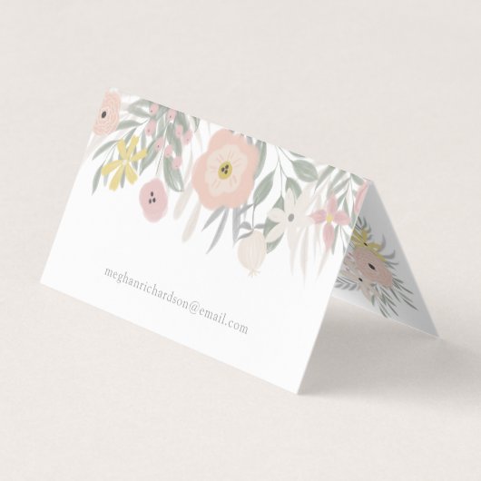  Roze Bloemen Boeket op Wit Visitekaartje (Achterkant)