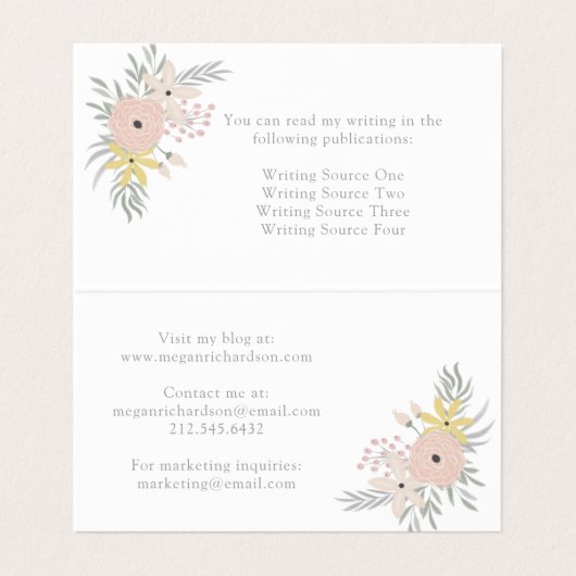  Roze Bloemen Boeket op Wit Visitekaartje (Binnenkant ongevouwen)