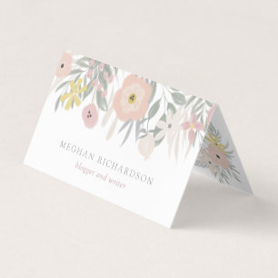  Roze Bloemen Boeket op Wit Visitekaartje