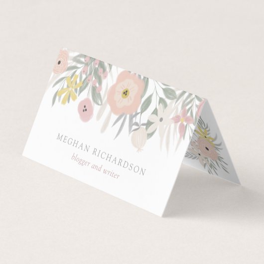  Roze Bloemen Boeket op Wit Visitekaartje (Voorkant)