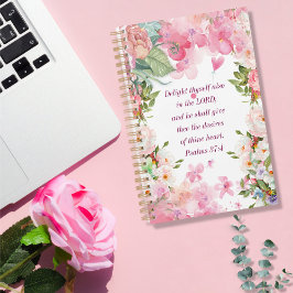 Roze bloemen boeket Psalmen 37:4 Planner