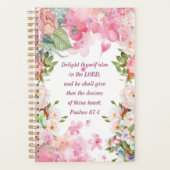 Roze bloemen boeket Psalmen 37:4 Planner (Voorkant)