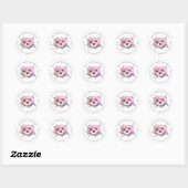 Roze Bloemen Boeket Retournaam Adres Ronde Sticker (Vel)