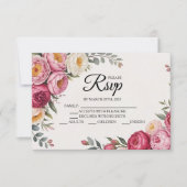 Roze Bloemen Boeket RSVP Kaarten (Voorkant)