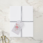 Roze Bloemen Boeket Waterverf Bruiloft Cadeaulabel (Met Touw)