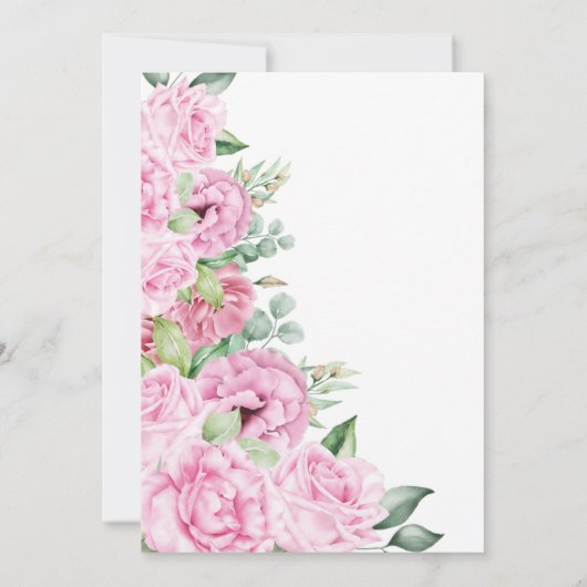 Roze Bloemen Boeket Wit Moslim Islamitisch Bruilof Kaart (Achterkant)