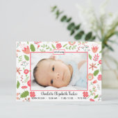 Roze Bloemen Boeketten - 3x5 Geboorteaankondiging Aankondiging (Staand voorkant)