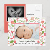 Roze Bloemen Boeketten - Geboorteaankondiging Brie Aankondigingskaart (Voorkant / Achterkant)