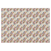 Roze Bloemen Boeketten op Gouden en Witte Pleinen Tafelkleed (Voorkant (Horizontaal))