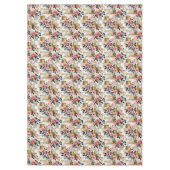 Roze Bloemen Boeketten op Gouden en Witte Pleinen Tafelkleed (Voorkant)