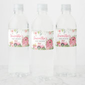 Roze Bloemen Boerderij Barnyard Baby shower Waterfles Etiket (Flessen)