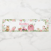 Roze Bloemen Boerderij Barnyard Baby shower Waterfles Etiket (Enkel label)