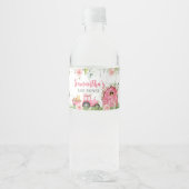 Roze Bloemen Boerderij Barnyard Baby shower Waterfles Etiket (Voorkant)