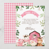 Roze Bloemen Boerderij Schuur Baby shower Dank u k Kaart (Voorkant / Achterkant)