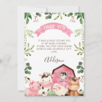 Roze Bloemen Boerderij Schuur Baby shower Dank u k