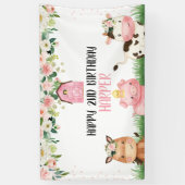 Roze Bloemen Boerderij Verjaardagsfeestbanner Spandoek (Verticaal)